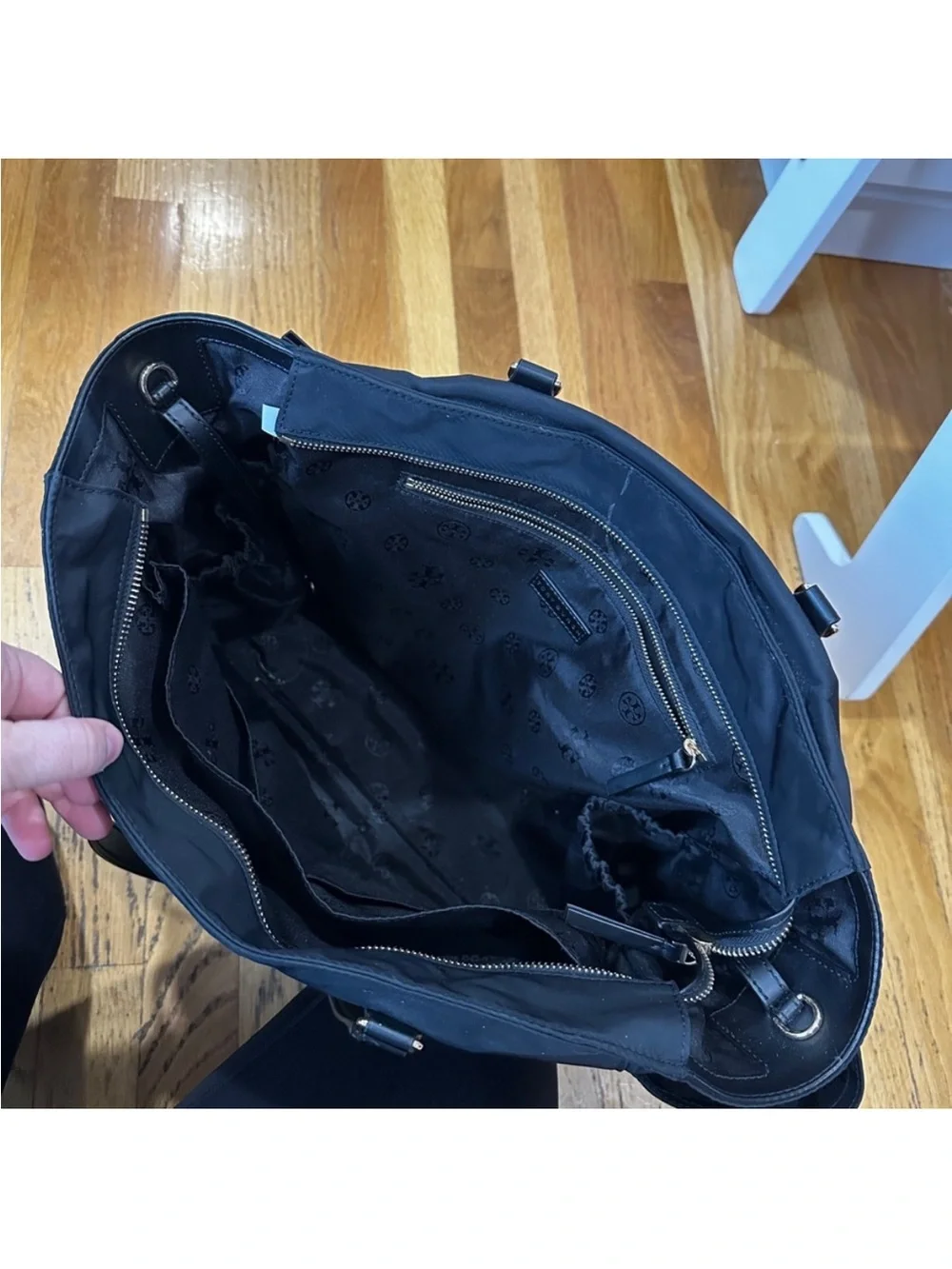 Tory Burch Black Nylon Tote with Logo - Picture 2 of 4